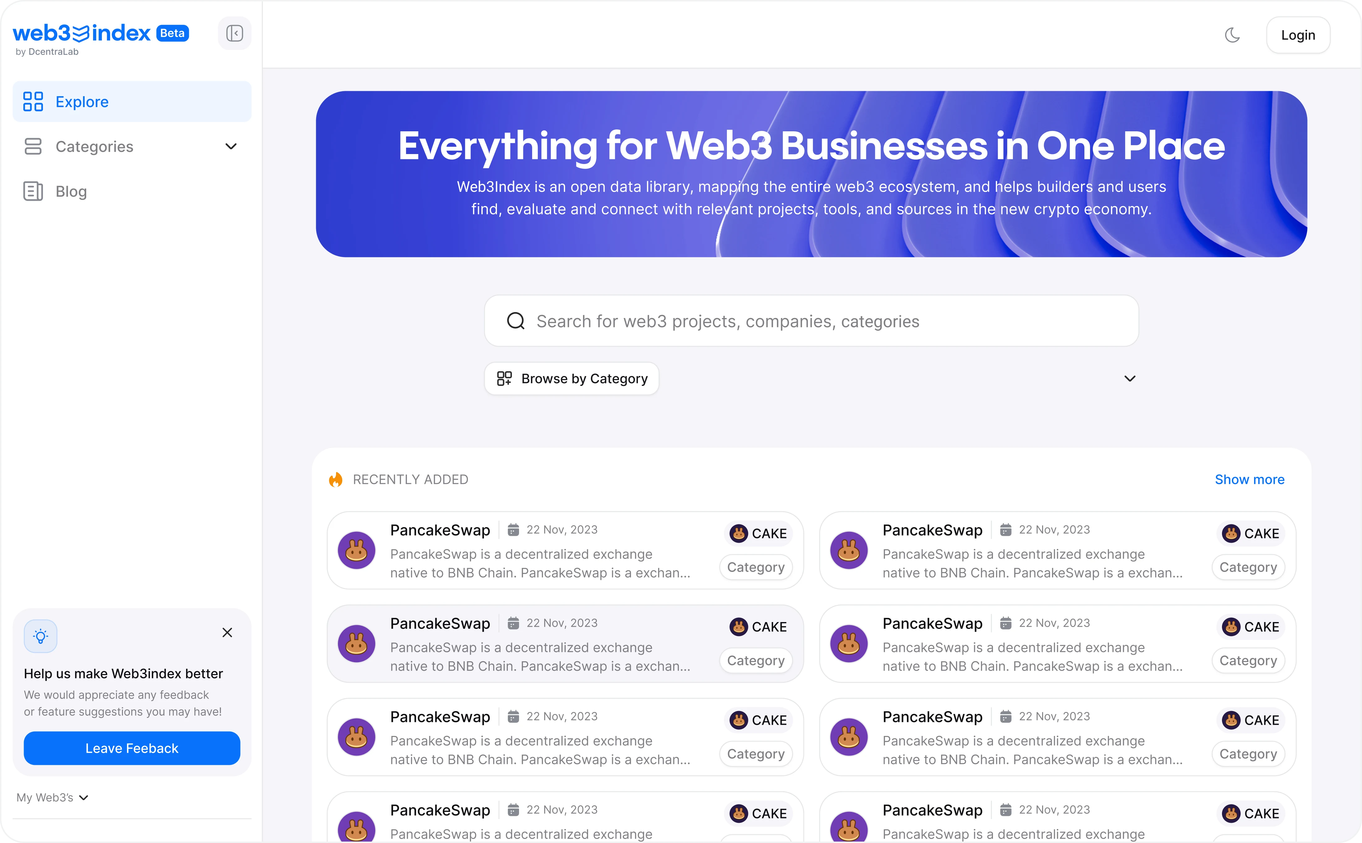 The first version of Web3Index